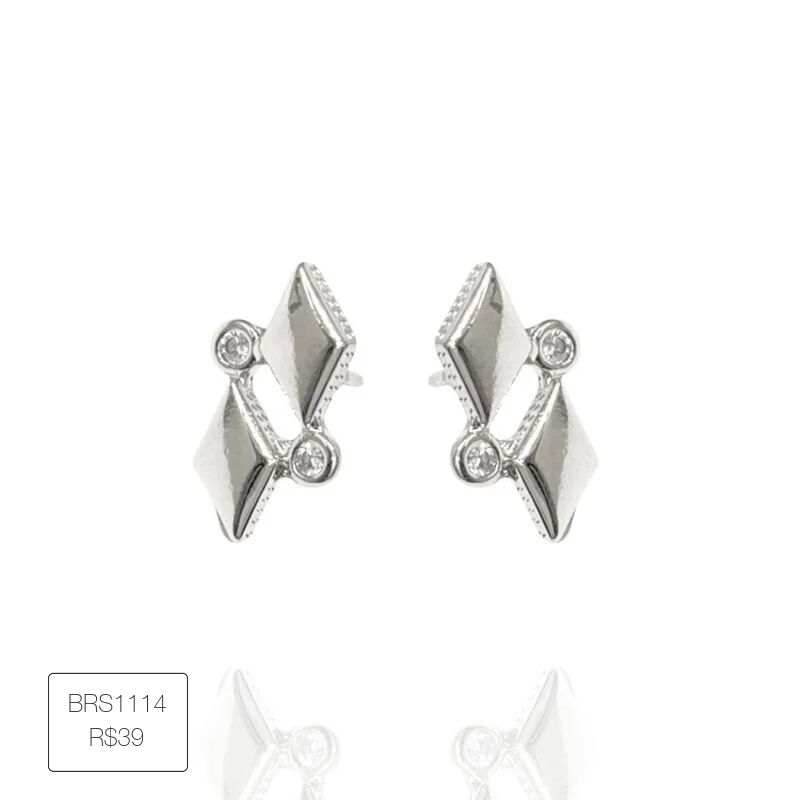 Brinco Fixo Baby Allure Com 2 Zircs Prateado